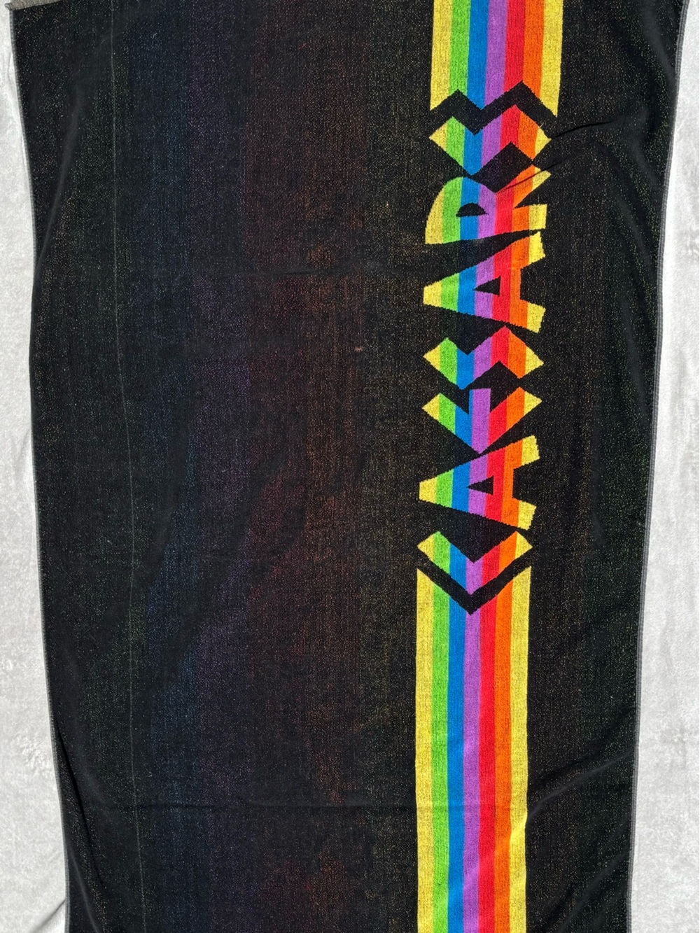 Vintage Caesars Casino Color Block Rainbow Reversible Beach Towel 33x60 Maiden
